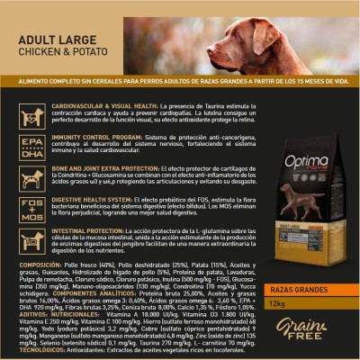 Optima Nova Adult Large Pollo Patata 12 Kg.