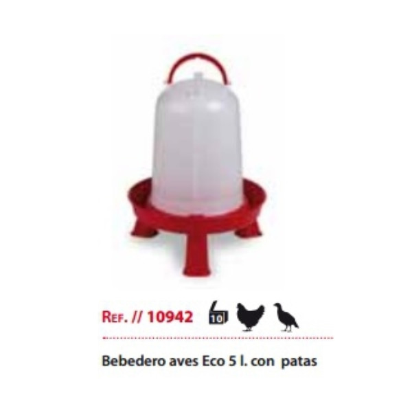 Bebedero Pollito Eco 5 Lts,Con Patas.Rojo