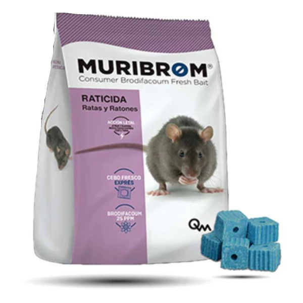 Raticida Muribrom Bloque. Bolsa 200 Gr.