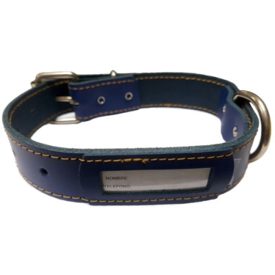 Collar Cuero Buzon Azul 40X3Cm