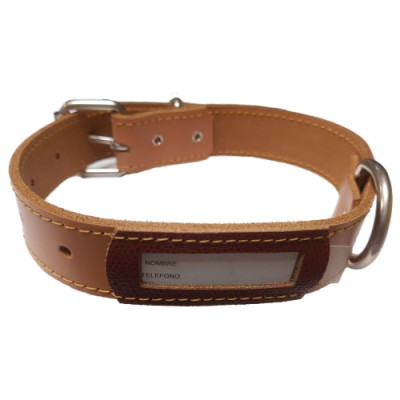 Collar Cuero Buzon Natural 40X3Cm