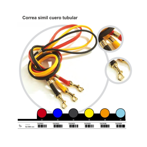 Correa Simil Cuero Tubular 8X1000Mm.Rojo