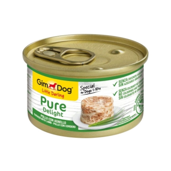 Lata Perros Gimdog Pure Delight Pollo/Cordero, 85Gr.