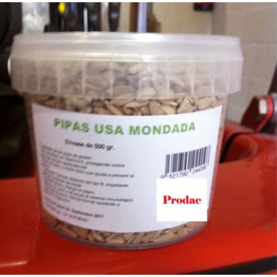 Pipas Peladas 500 Gramos. Tarrina Prodac