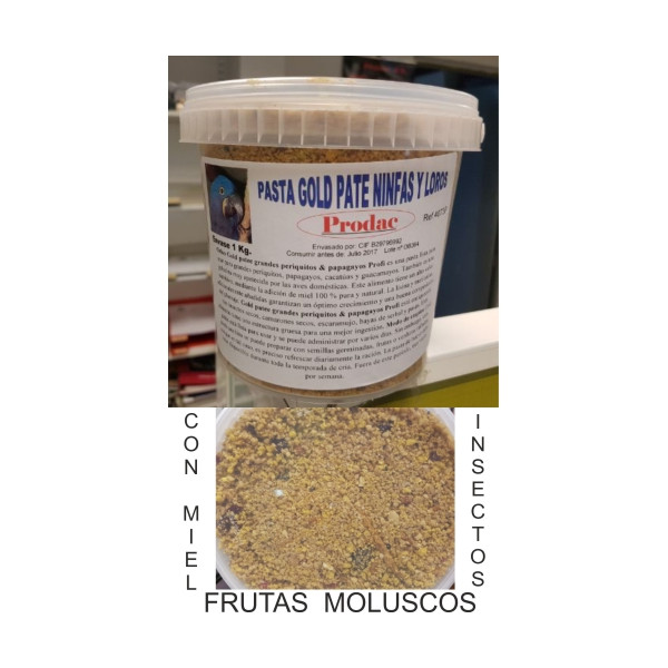 Pasta Gold Pate Ninfas&Loros Prodac 1 Kg.